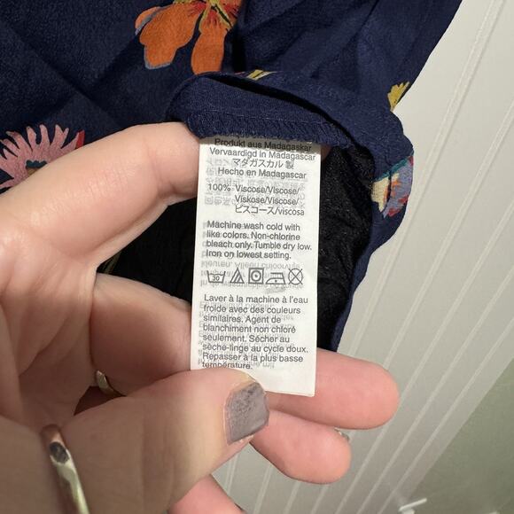 Madewell Navy Floral Midi Skirt Size 10 - Picture 5 of 6